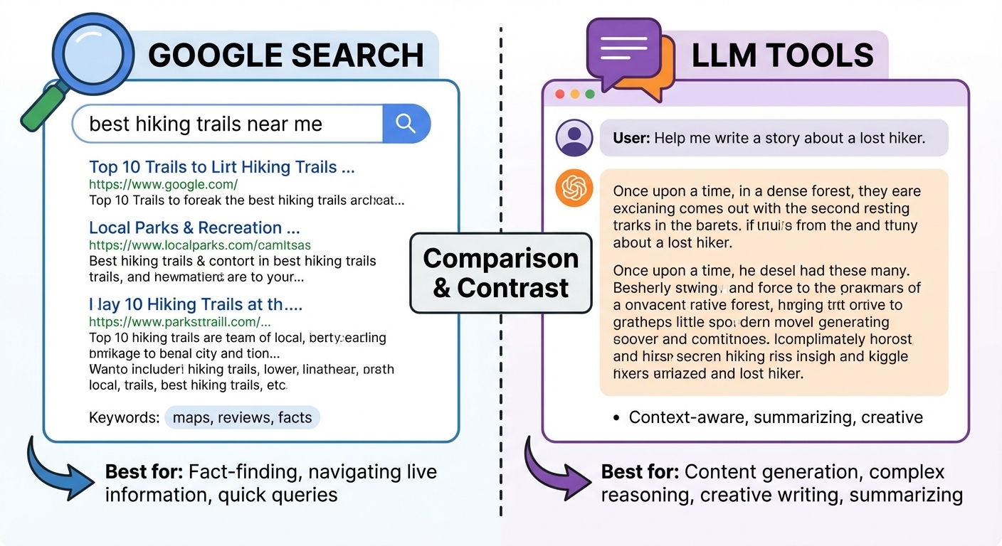 Google Search vs. LLM: When to Use Each Tool